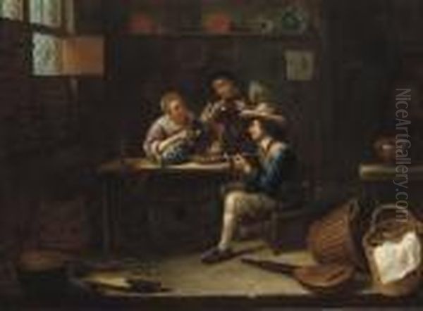Peasants Eating, Drinking And Smoking In An Interior - view 1