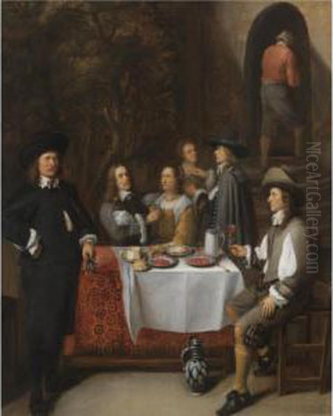 An Elegant Company At A Table In An Interior - view 1