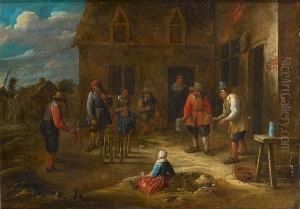 Peasants Playing Skittles Before A Country Inn