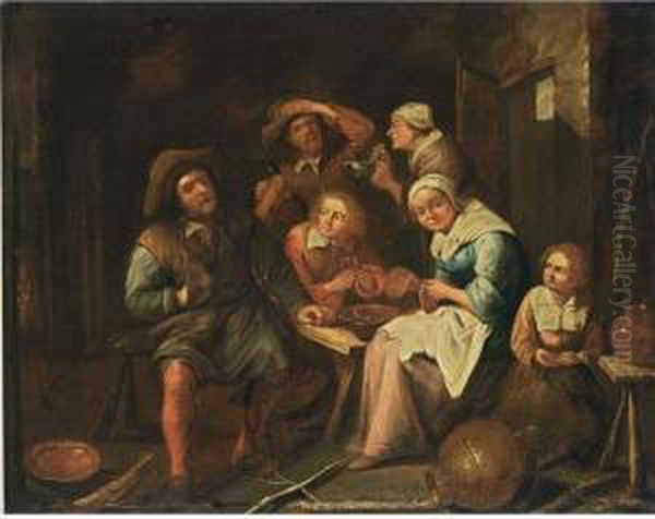 Peasants Eating And Drinking In An Interior - view 1