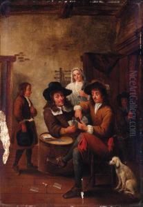 Guardsmen Playing Cards In An Inn by Gillis van Tilborgh