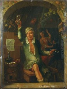 Sitzender Mann Mit Romer Und Pfeife. by Dominicus van Tol