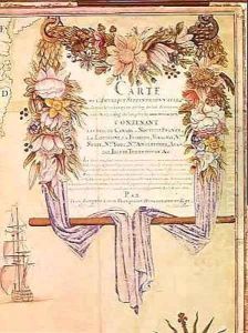 Cartouche of Quebec from Carte de lAmerique Septentrionale by Jean Baptiste Louis Franquelin