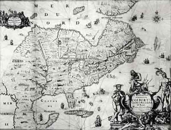 Map of New France dedicated to Colbert by Duchesneau Intendant 2 - view 1
