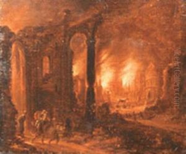Didon Et Enee Fuyant L'incendie De Troie - view 1