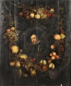 Portrait Of Sir Peter Paul Rubens Surroundedby Swags Of Fruit by Adriaen van Utrecht