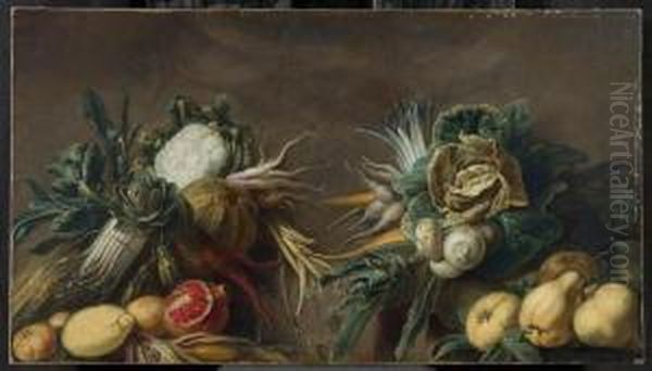 Lavish Still Life With Fruits And Vegetables. - view 1