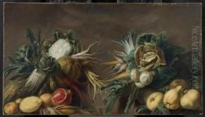 Lavish Still Life With Fruits And Vegetables. by Adriaen van Utrecht