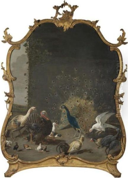 A Still Life With A Peacock, A Turkey And Various Other Birds In A Landscape - view 1