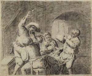 Peasants Fighting In A Tavern by Adriaen van Utrecht