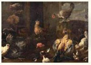 Poules Et Coq Dans Une Basse-cour by Adriaen van Utrecht