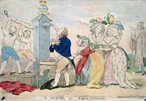 A Scene at Cheltenham Satirical Cartoon by S.W. Fores