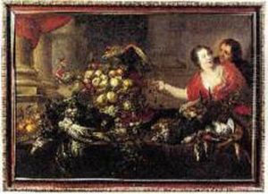 Couple Pres D'une Table Garnie De Legumes,fruits Et Gibiers by Adriaen van Utrecht