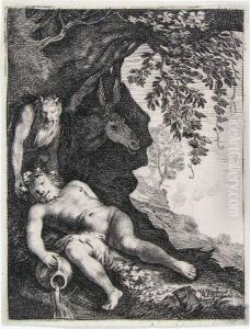 Der Schlafende Silen. by Moyses or Moses Matheusz. van Uyttenbroeck