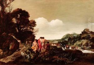 Paesaggio Con Figure E Corso D'acqua