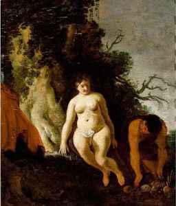 Nymph And Satyr by Moyses or Moses Matheusz. van Uyttenbroeck