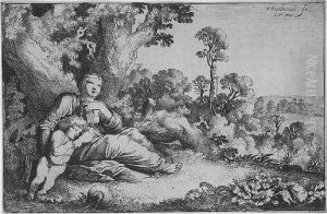 Hagar And Ishmael Resting In The Desert (holl.5) by Moyses or Moses Matheusz. van Uyttenbroeck
