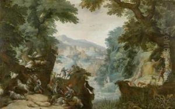 Forest Landscape With Herdsmen And Hunters - view 1