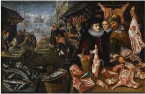 An Allegory Of Winter: The Fish And Meat Market by Frederik van Valkenborch