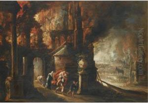 Aneneas And Anchises Fleeing The Sack Of Troy