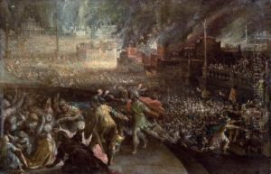 The Fire Of Troy. by Frederik van Valkenborch