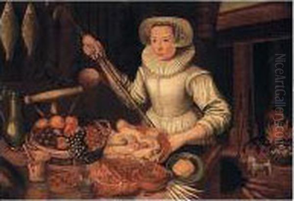 Kitchen Interior With A Maid Preparing Food - view 1