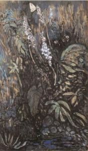 Butterfly In Garden by Theodorus Van Hoytema