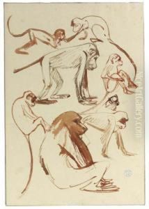 Studies Of A Baboon by Theodorus Van Hoytema