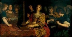 Sainte Cecile Et Les Anges Musiciens by Otto van Veen