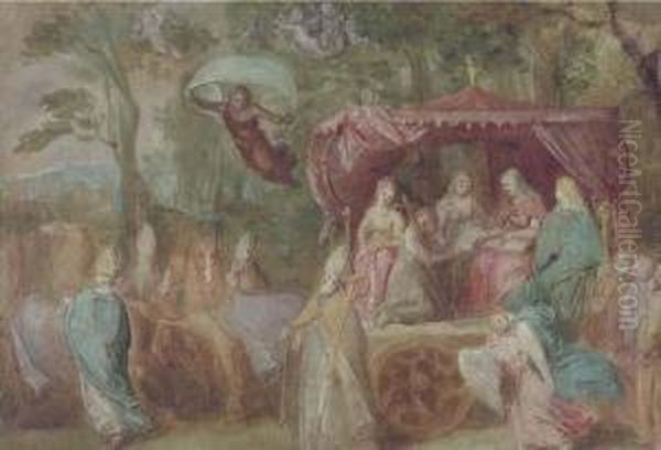 The Triumph Of The Church:
Ecclesia Presented With The Doctrines,seated In A Chariot Attended By
The Four Doctors Of Thechurch by Otto van Veen