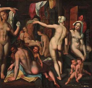 Maidens and children bathing by Frans Floris