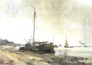 View Of Rotterdam Harbor by August Willem van Voorden