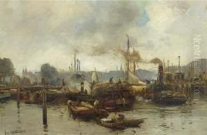 Harbour Activities, Rotterdam by August Willem van Voorden
