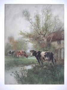 Cows By A River by Francis William Van Vreeland