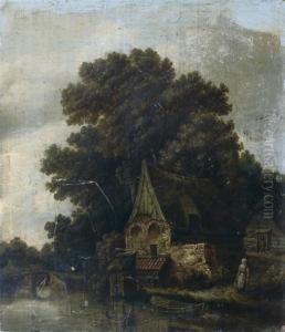 Ferme Au Bord D'une Riviere by Roelof van Vries