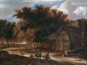 Cacciatori In Un Paesaggio Boschivo