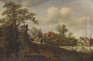 A Landscape With A Figure On A Path And A Bleaching Field Beyond A Landscape With A Figure On A Path And A Bleaching Field Beyond