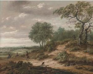 A Dune Landscape With Huntsmen
