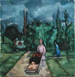 In the Gardens of the Military Hospital III by Fritz Friedrichs