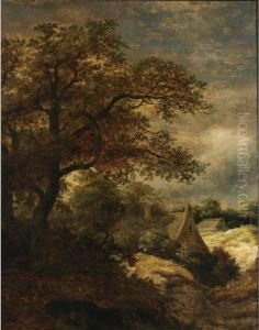 A Wooded Landscape With Two Farms