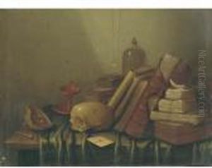 Vanite Aux Livres, Chandelier Et Crane by Gerrit Van Vucht