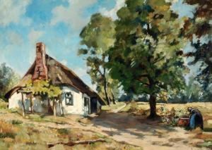 Woman Near A Farm On A Country Road