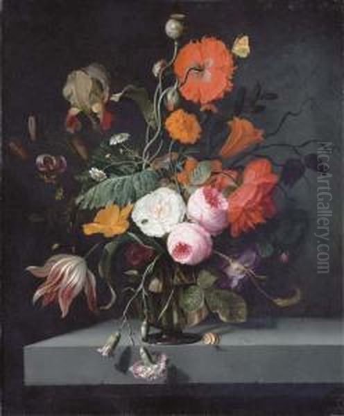 Roses, Camomile, Poppies, A Tulip, Carnations - view 1