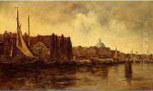 A View Of Dordrecht by Kees Van Waning