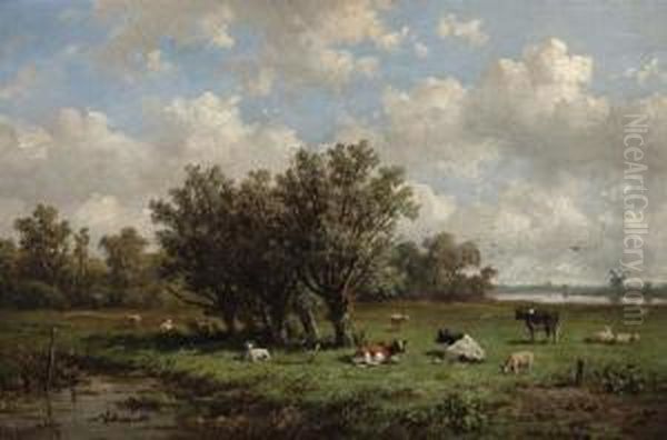 Cattle In A Summer Landscape - view 1