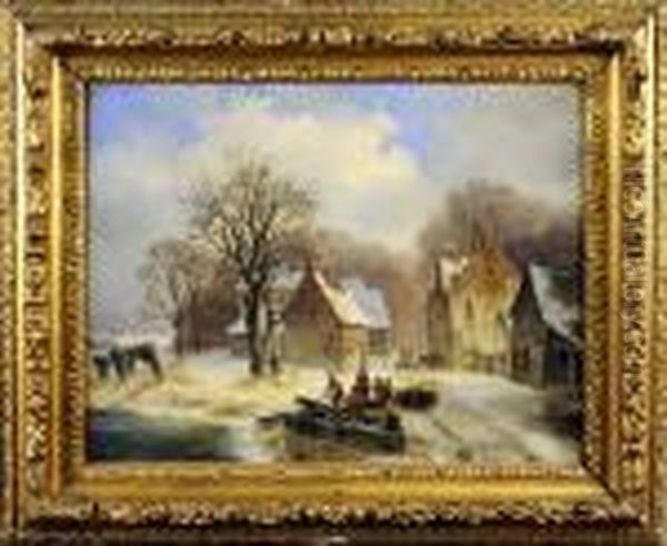 Vue De Village En Hiver - view 1