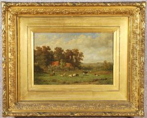 Wyngaerdt Oil On Board Figural Landscape by Anthonie Jacobus Van Wyngaerts