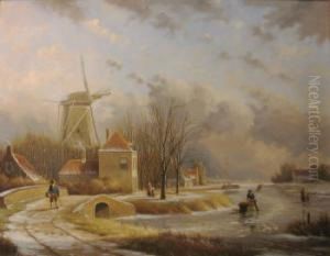 Wyngaerde , 'winter Landscape With Figures' by Anthonie Jacobus Van Wyngaerts