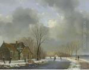 Figures Skating On A Frozen Waterway