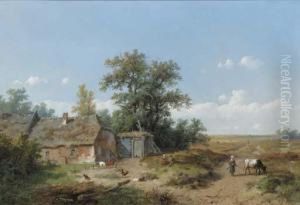 Figures By A Farmhouse On The Heath by Anthonie Jacobus Van Wyngaerts